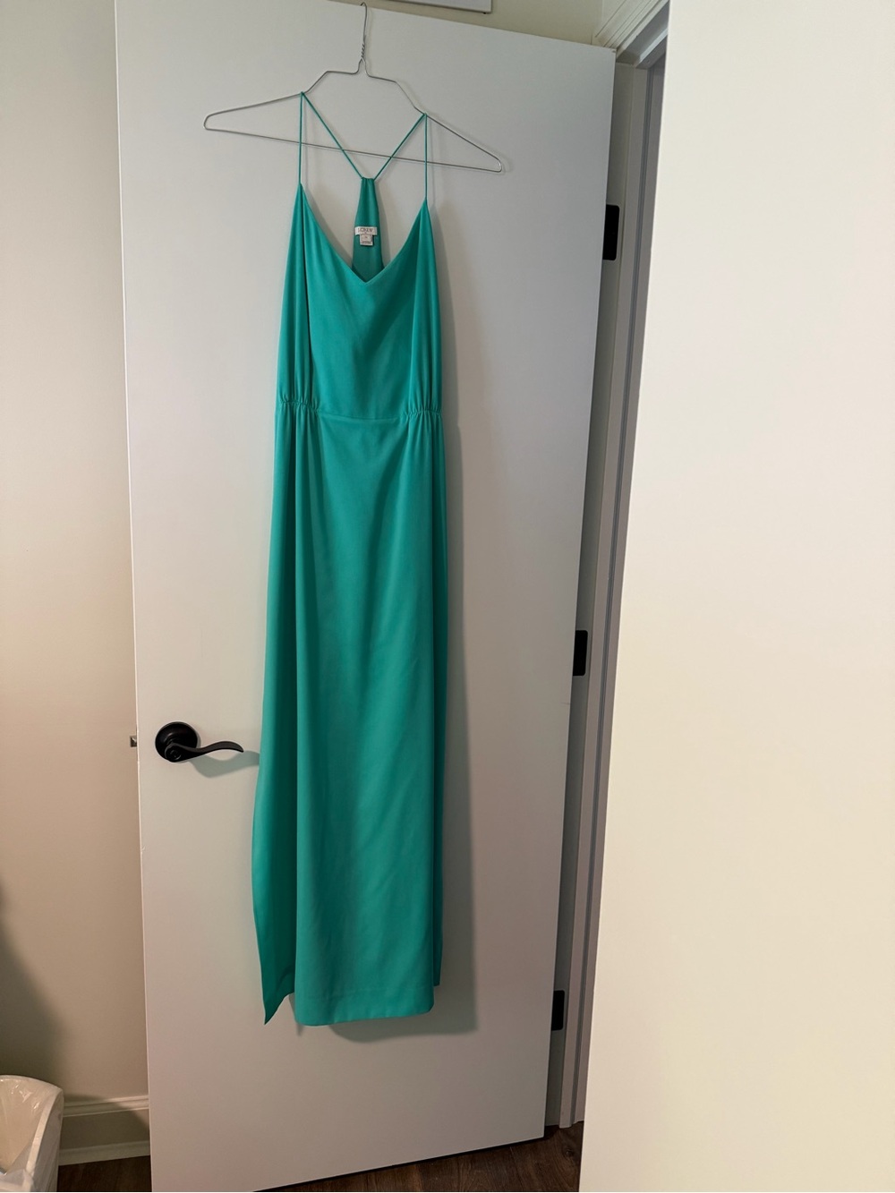 J. Crew Teal Green Slip Maxi Dress with Spaghetti Straps